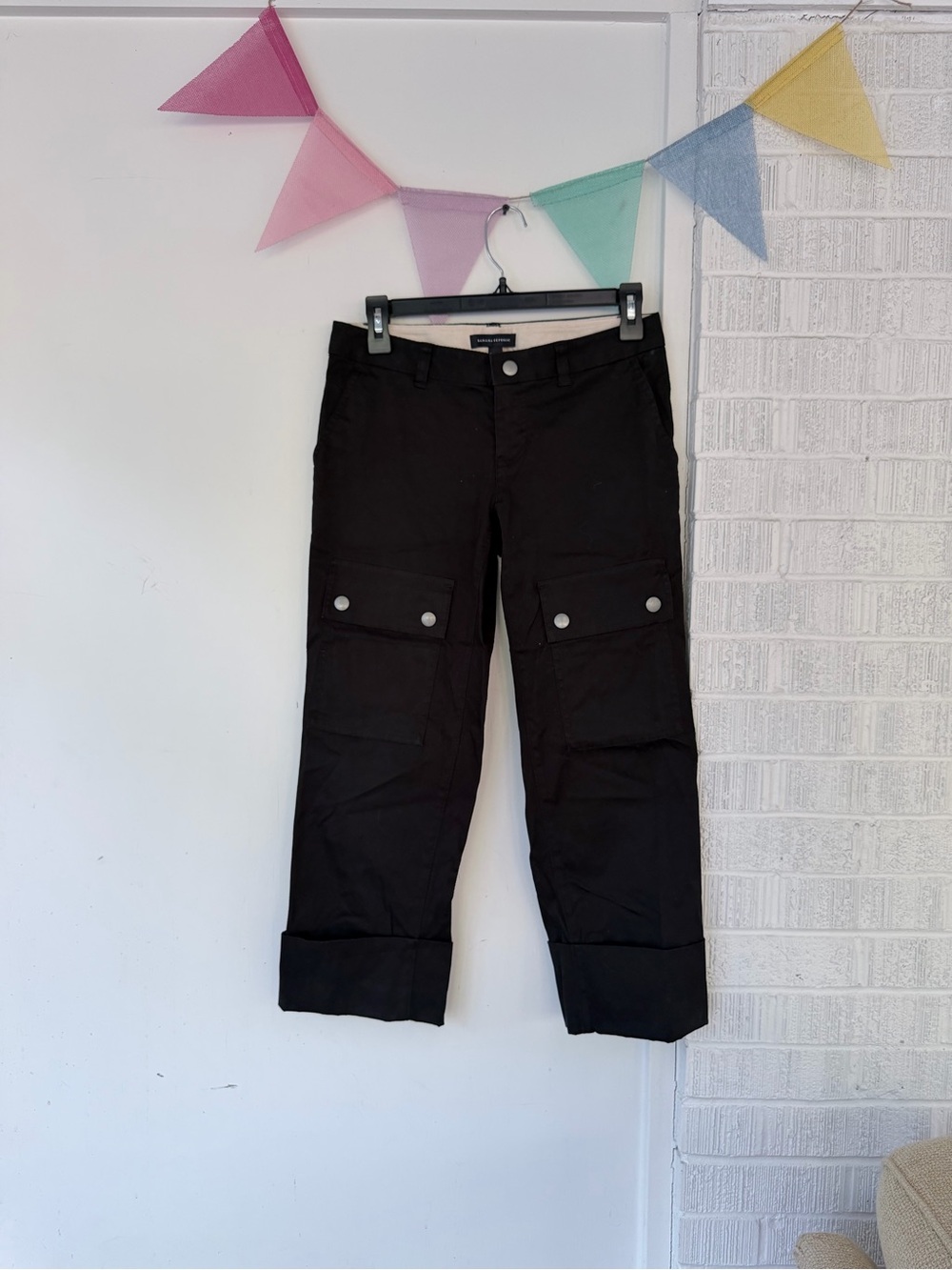 Banana Republic Black Cargo Crop Joggers